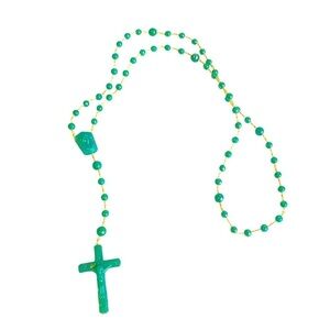 Vintage Pocket Palm Rosary Iridescent Teal Small Tiny Plastic Catholic Religious